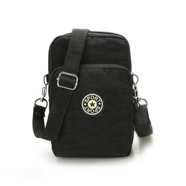 Veriya Multifunction Travel Phone Pouch Portable 3 Layers Zipper Closure Waterproof Nylon Wristlet Bag Clutch Handbag Purse Cash Keys Smartphone pouch Holder (Black)