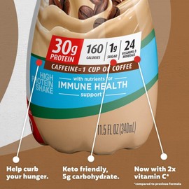 Premier Protein Shake Café Latte 30g Protein 1g Sugar 24 Vitamins (Pack of 12)