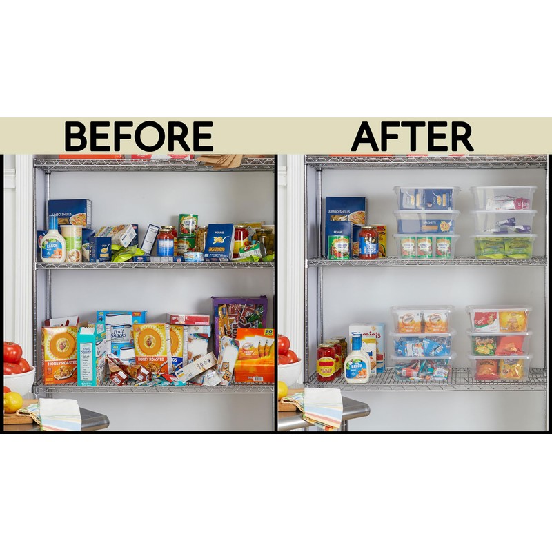 Rubbermaid Cleverstore 6 Qt Clear Storage Bins with Lids, 12-Pack,