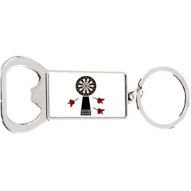 Darts Dartboard Hockey Sport Rectangle Bottle Opener Metal Keyring and Velvet Gift Bag