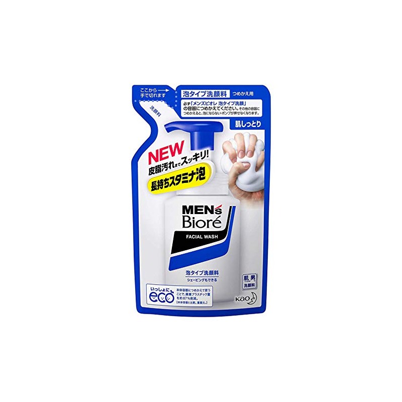 Kao Men's Biore Foaming Face Wash Refill, 4.6 oz (130