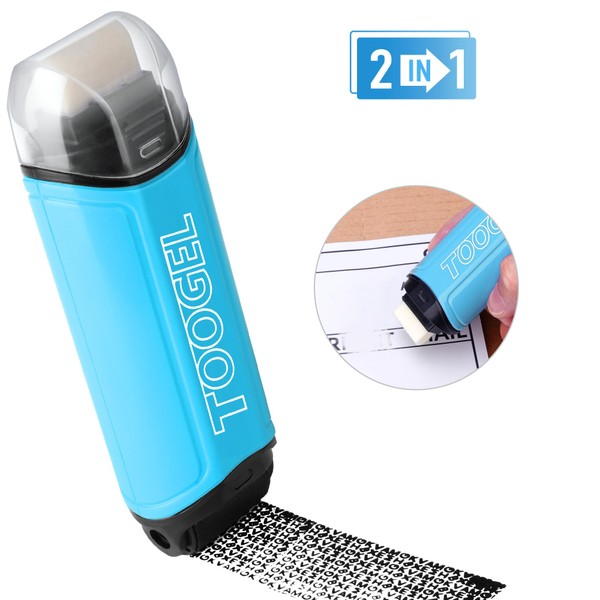 Identity Theft Protection Roller Stamp: 2-in-1 Confidential Roller Stamp, Anti Theft, Privacy & Security Stamp, Blocks Out Privacy Information, Guard Your Address & ID (Blue)