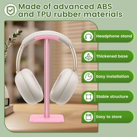 Hnvdkln Headphone Stand Detachable Headset Stand Universal Headphone Holder Space Saving Earphone Stand for Desk for Most Wired and Wireless Headphones (Pink)