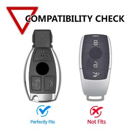 XUKEY Car Key Case for Mercedes Car Key Case with Zinc Alloy Pendant Key Cover PU Leather Black Protective Case for W204 W447 Bowl Protection Accessories