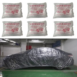 Talyetar 6 pcs Plastic Car Cover,Universal Disposable Car Covers,Waterproof Clear Car Cover for SUV, Sedan with Elastic Band for Outdoor Snow/Rain Weather Protection (15.7ft x 24.6ft)