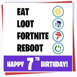 Fortnite Birthday Cards For Boys - Greeting Cards - Gaming Computer Bday Cards For Him - Kids, Teenagers, Adults - Son, Brother, Grandson (7TH)