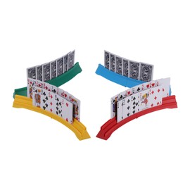 GHERPTE GHERPTE 4 Pack Card Holders for Playing Cards,Double Layered Stackable Storage Game Card Tray for Arthritis Patients -Playing Card Rack for Kids Adults Seniors(4 Colors)