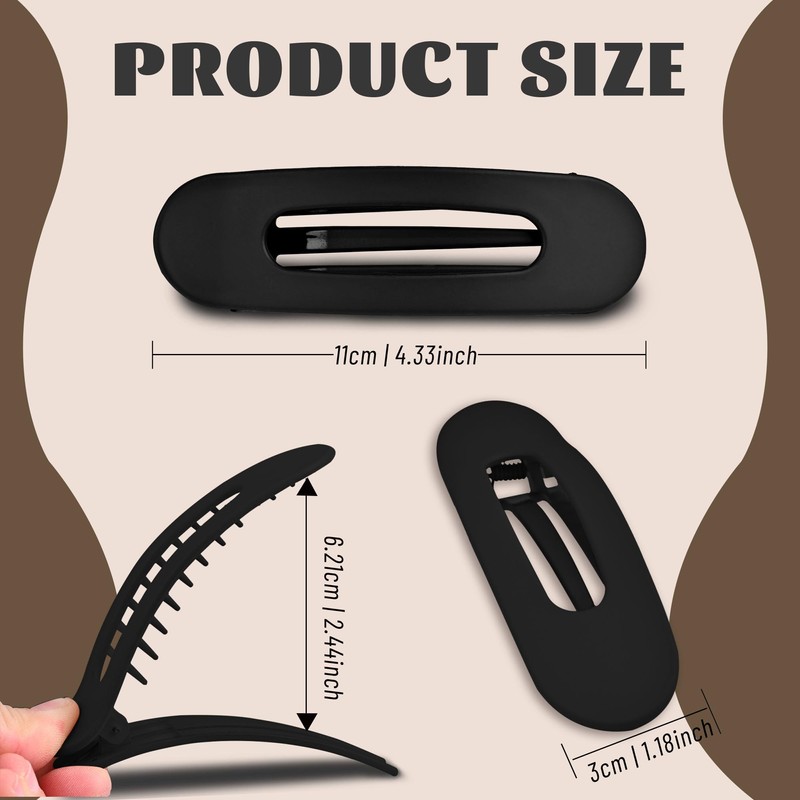 8 Pcs Flat Hair Clips for Women - Large Matte