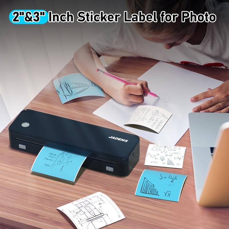 Jadens Portable Thermal Printers,Wireless Bluetooth Smart Printer with 6 Roll