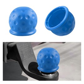 MUQIDA 2 PCS Trailer Ball Cover, Heavy Duty Rubber Towball Protect Cap for 2 Inch Receiver, Anti Dust Waterproof Car Towing Hitch Ball Protector Universal for Truck RV Boat (Blue)