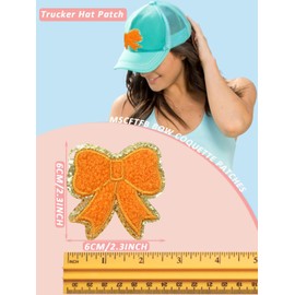 Paquete de 24 parches de felpilla con lazo, parches de coqueta naranja para planchar para ropa, bordado de tela, para vaquero, mochila, sombrero, chamarra, zapatos para niña, apliques decorativos