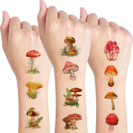 Qpout 10 Sheets Mushroom Temporary Tattoos for Kids,Cute Mushroom Stickers for Birthday Parties, Carnival Favors, Classroom Rewards for Boys and Girls