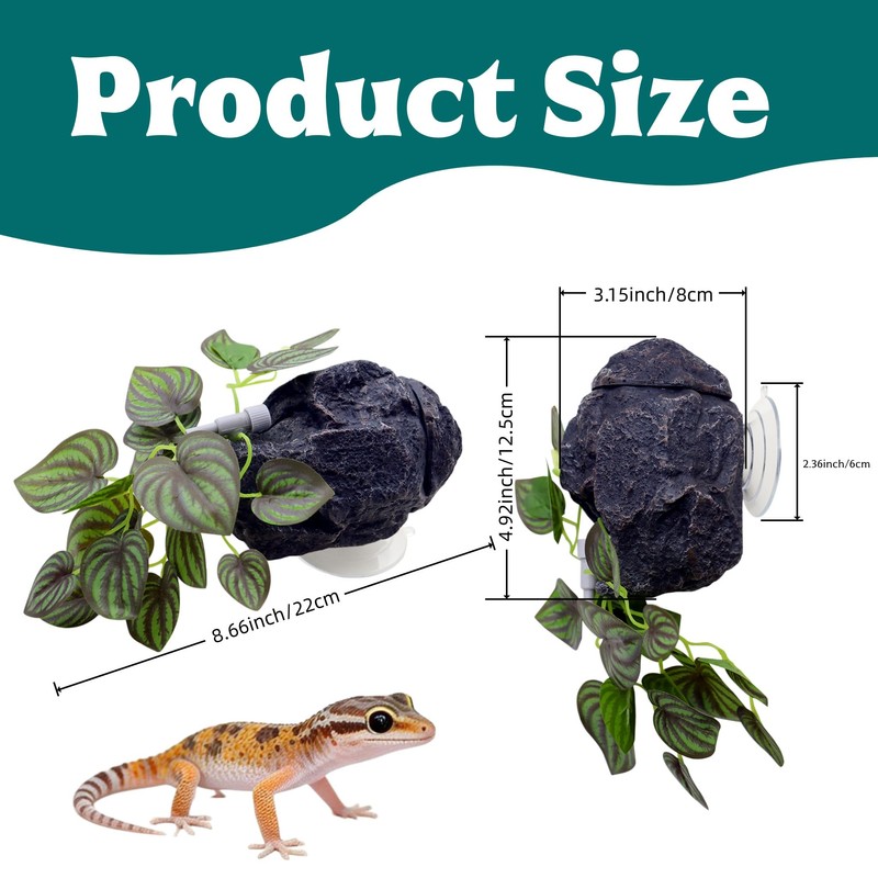 Reptile Water Dish with Dripper, Adjustable Wall-Mounted Water Bowl for