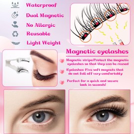 SUpoetry Magnetische Wimpern Set 3D 3 Paare 6-26 MM, 3D Magnet Fake Lashes, Wimpern Magnetisch Wiederverwendbar, Natürlicher Falsche Magnetic Eyelashes, Magnetische Wimpern mit Werkzeug