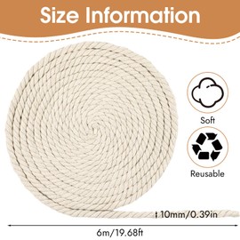 Thick Rope, Rope Macrame Yarn, Many Sizes Cotton Cord, Cord Band for DIY Crafts, Decorative Projects (10 mm x 6 m)