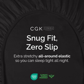 Twin XL Fitted Bed Sheet - Bottom Single Fitted Sheet Only - Ultra-Soft Hotel Luxury Bedding w/ 8-16 Inch Deep Pockets - Breathable, Cooling & Wrinkle Free - Easy-Fit, Fade & Shrink Resistant - Black