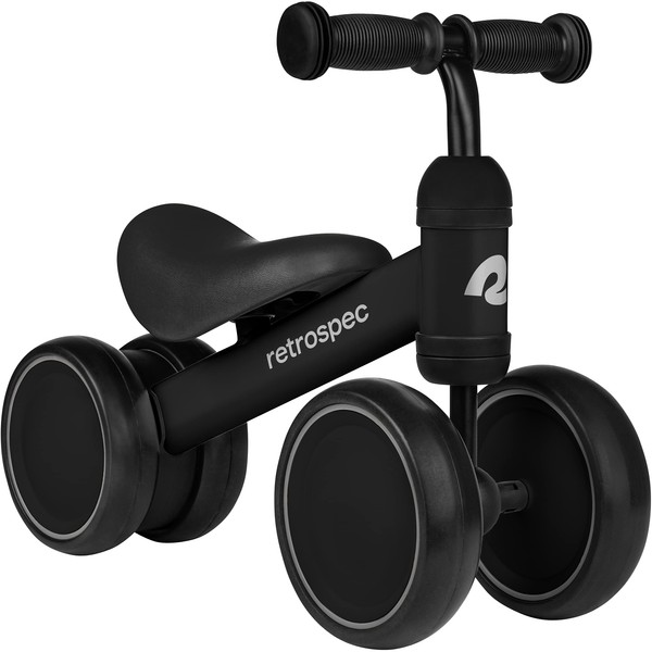 Retrospec Cricket Baby Walker Balance Bike with 4 Wheels for Ages 12-24 Months - Toddler Bicycle Toy for 1 Year Old’s - Ride On Toys for Boys and Girls - One Size Black