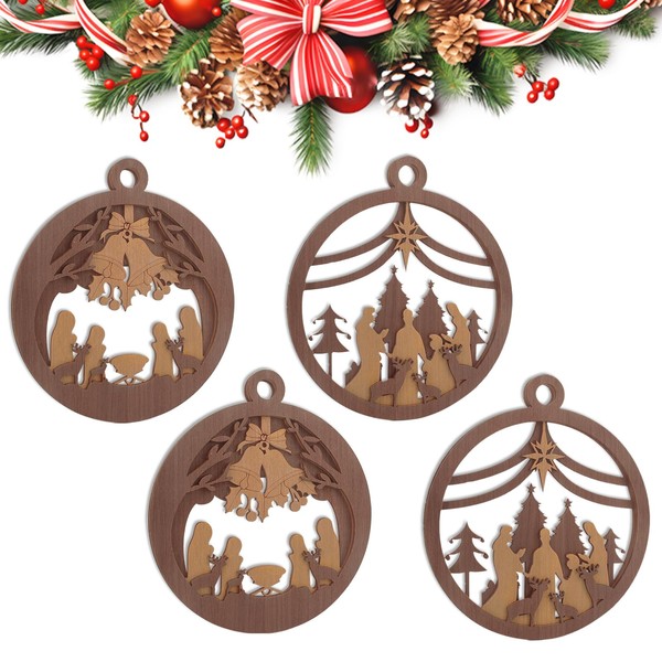 4 Pcs Christmas Nativity Ornaments Christian Music Sheet Nativity Scene