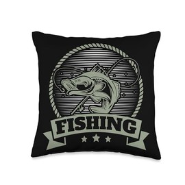 Angler, Fischer, Angel Fish Fish Outifts And Gifts Angel, Angler Fisherman Outfit Bass Fishing Throw Pillow, 16x16, Multicolor
