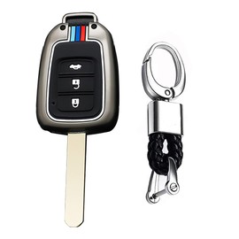 TECART Key Fob Chain Fit for Honda Accord Sports Accord LX Civic CR-V HR-V Key Case Housing Accessories Protector 3 Button Black