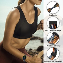 Niboow 18mm Magnetic Braided Watch Band for Garmin Venu 3S 41mm/Forerunner 265S/Forerunner 255S, Nylon Elastic Replacement Strap for Garmin Forerunner 255S Music/Vivoactive 4S (40 mm) - Colorful