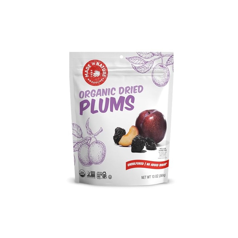 Made In Nature Organic Dried Plums, 13 Ounce (Pack of