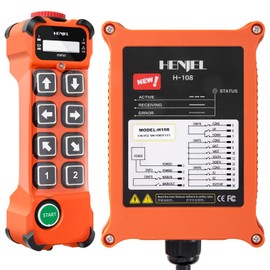 24-264V Industrial Wireless Crane Remote Control for Overhead Bridge Travelling Hoist Crane 8 Channel Crane Radio Transmitter and 24V 110V 220V Receiver w/E-Stop Push Button