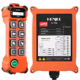 24-264V Industrial Wireless Crane Remote Control for Overhead Bridge Travelling Hoist Crane 8 Channel Crane Radio Transmitter and 24V 110V 220V Receiver w/E-Stop Push Button