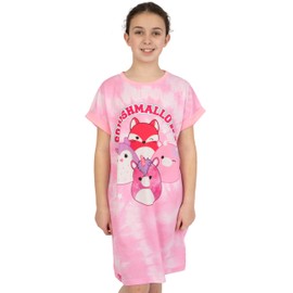 Squishmallows Girls' Squishmallow Nightdress for Girls, Nightdress Short Sleeve, pink