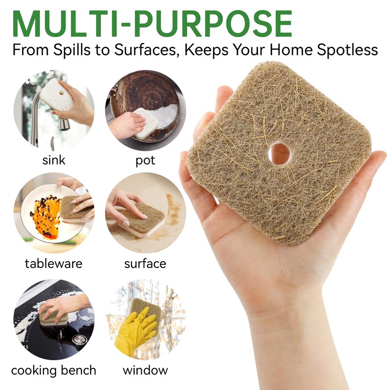 16 Pack Biodegradable Natural Kitchen Sponges, Compostable Cellulose & Coconut​​