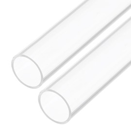 Rebower 12" Clear Plastic Rigid Pipe 21mm x 25mm(0.8" x 1") Acrylic Tube Round Polycarbonate Tubing, [for Plumbing, Hydraulics, Aquarium, DIY] - 2Pcs