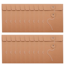 Antrader Kraft String Envelope File Folders,20Pcs String Tie Closure Envelope Vintage Kraft Paper Kraft Paper File Folders Kraft Folders,14×10cm/5.51"×3.94"(L×W)