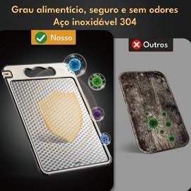 Schneidebrett, Küchenschneidebrett aus Edelstahl und PP, hygienische Oberfläche, geeignet zum Schneiden von Fleisch, Obst und Gemüse, integrierter Messerschärfer, BPA-frei, spülmaschinenfest