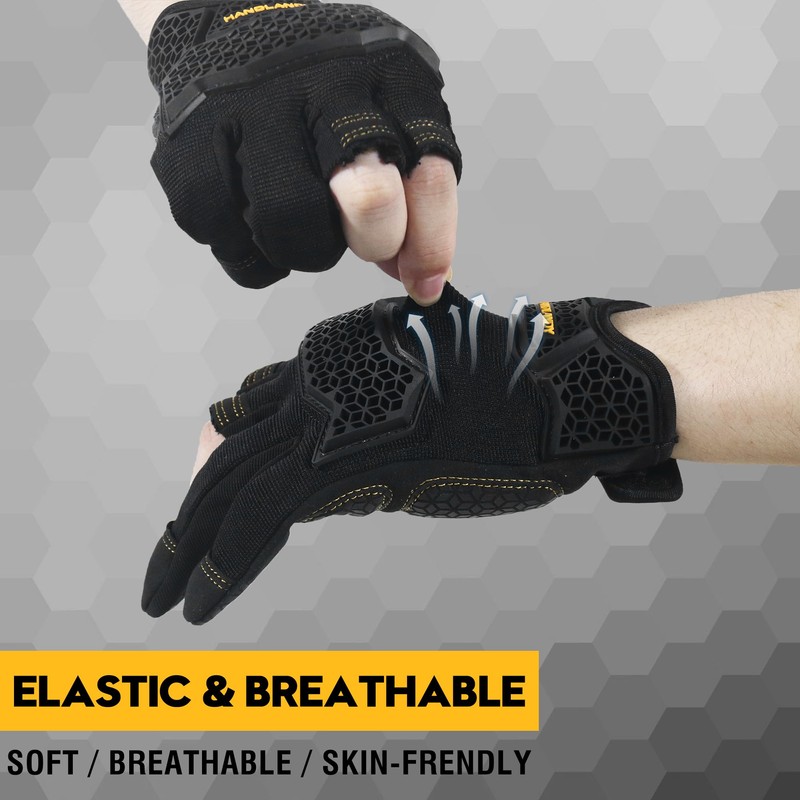 HLDD HANDLANDY Work Gloves Men - 3 Fingerless Work Gloves