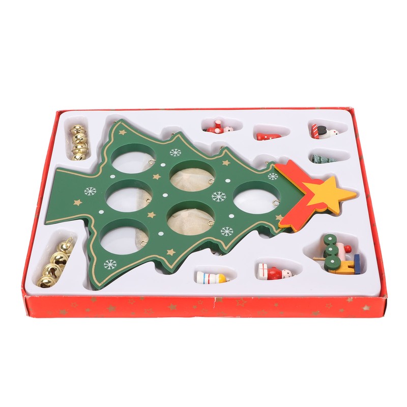Wooden Christmas Tree Desktop Ornament Shatterproof Safe Eco Friendly Wooden