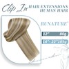 RUNATURE Real Hair Clip-In Extensions, Ash Brown with Platinum Blonde,