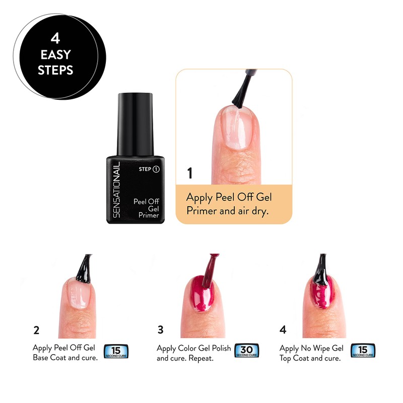 Sensationail Peel Off Gel Primer, Step 1, Easy Peel Off