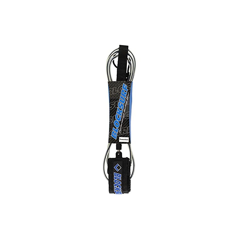 Blocksurf Powerline Clear Black Surfboard Leash - 7'