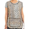 Ladies Leopard Design With Piping Tabard Apron Overalls Front Pocket