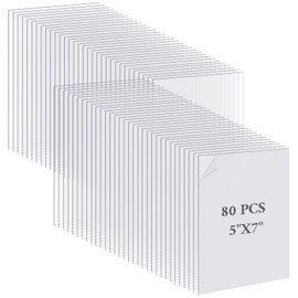 AojSup 80 Pack Clear Acrylic Sheets 5 x 7 inch 1 mm Thick Acrylic Panel for Picture Frame Glass Replacement, Art Crafts Projects, Painting, Wedding Festival Party Office