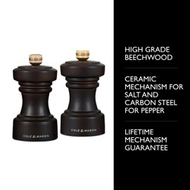Cole & Mason Hoxton Salt and Pepper Mills - Salt and Pepper Mill Grinders - Adjustable and Refillable Spice Grinders - Kitchen & Home Essentials - Chocolate Wood