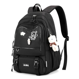 Amythe School Backpack Teenager Girls Backpack School Teenager Large School Bag Girls Waterproof Casual Daypack for Primary School, Secondary and University Backpack Black Purple Blue, 8493# Black,