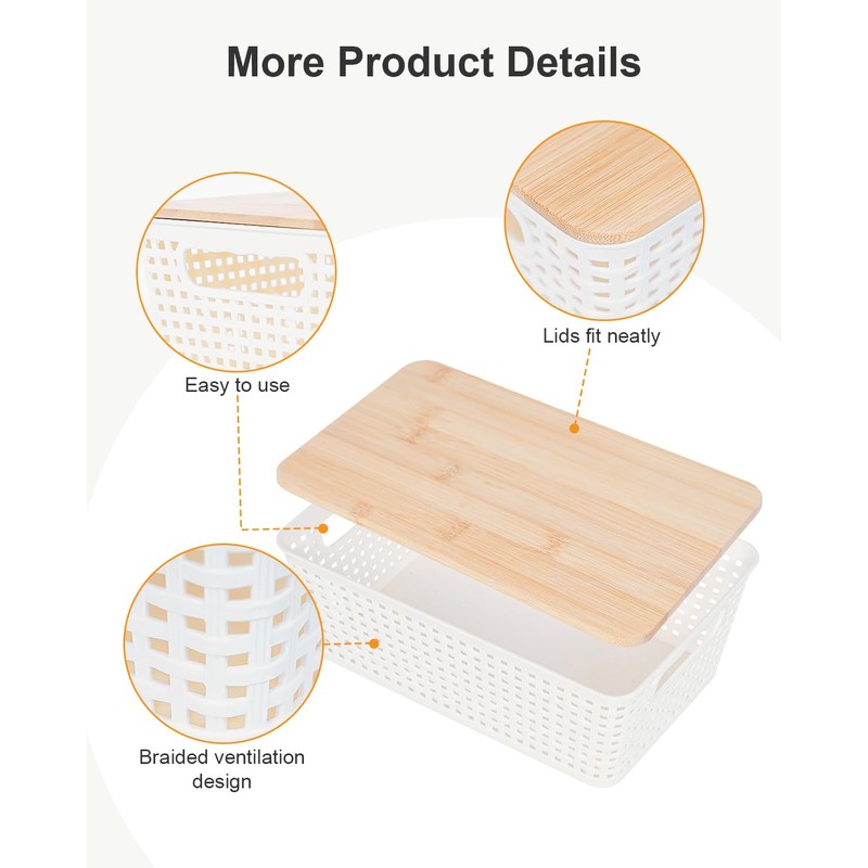Anywish Storage Bins with Lids 6 Packs, Plastic Storage Bins