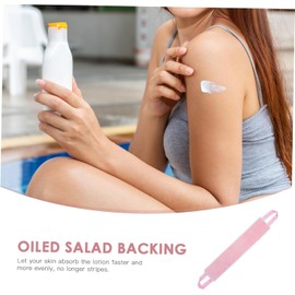 Homoyoyo Aplicador de Autobronceador para Espalda Banda Flocada Rosa, Herramienta Flexible y para Loción Bronceadora, Accesorios de Bronceado Corporal, Uso Fácil y Uniforme en