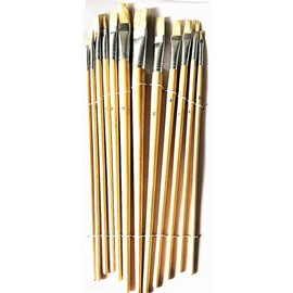 PTC 12 FLAT SQUARE TIP 13" LONG ARTIST PAINT BRUSH BRUSHES SET OIL/WATER BASE PTC579