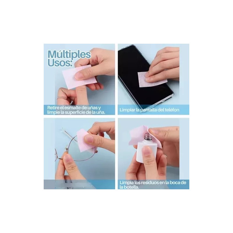 Mafab 2000 Toallitas Gasas Limpiadora Pegamento Extensiones Uñas F
