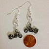 Motorcycle, Motorcyclist or Cyclist Charm Earrings with Clear Faceted Crystal