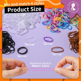 Teenitor Elastic Hair Bands, 2000pcs Hair Rubber Bands, Elastics for Hair, Small Hair Ties, Clear,Black,Brown and Color