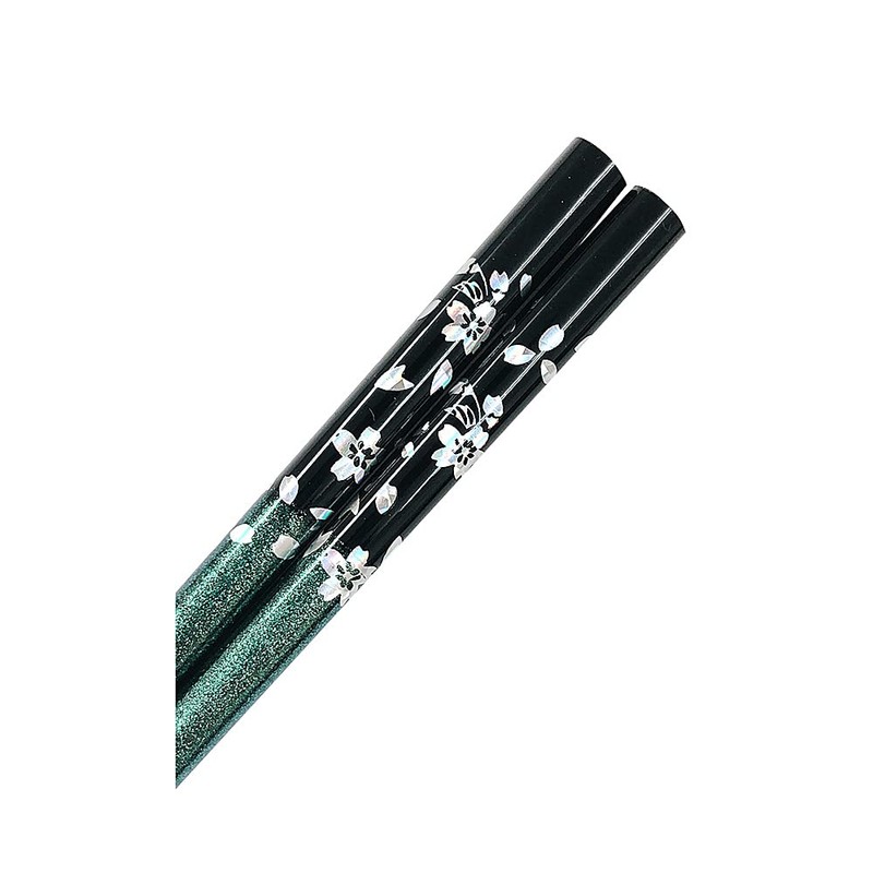 43 Silver Cherry Blossom Chopsticks, Green, Unisex Size, Paulownia Box