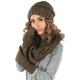 Funky Junque - Juego de gorro holgado de gran tamaño con bufanda infinita y guantes a juego, menta (Confetti Mint), Talla única